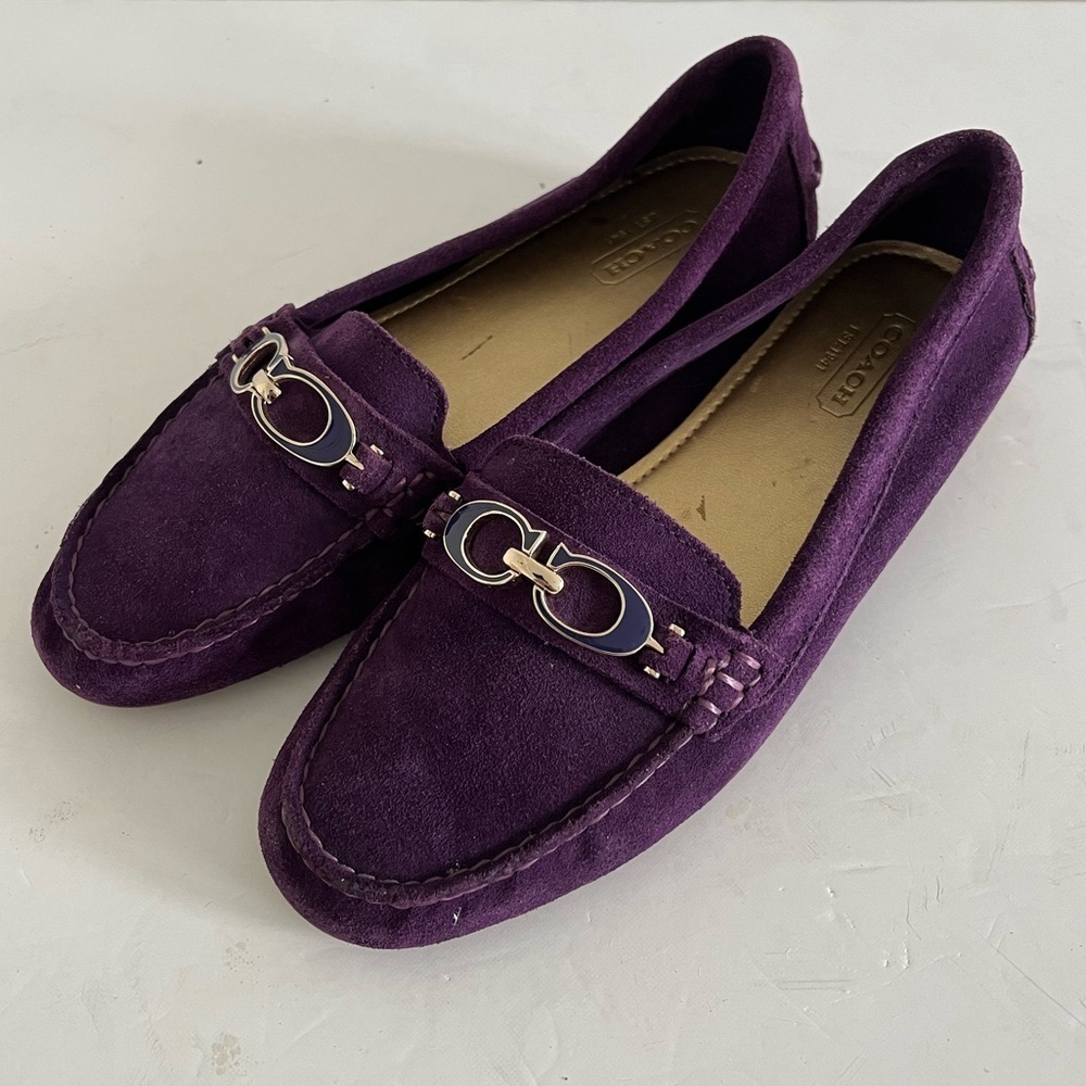 Coach Fortunata Purple Suede Driving Loafers Size 5.5B